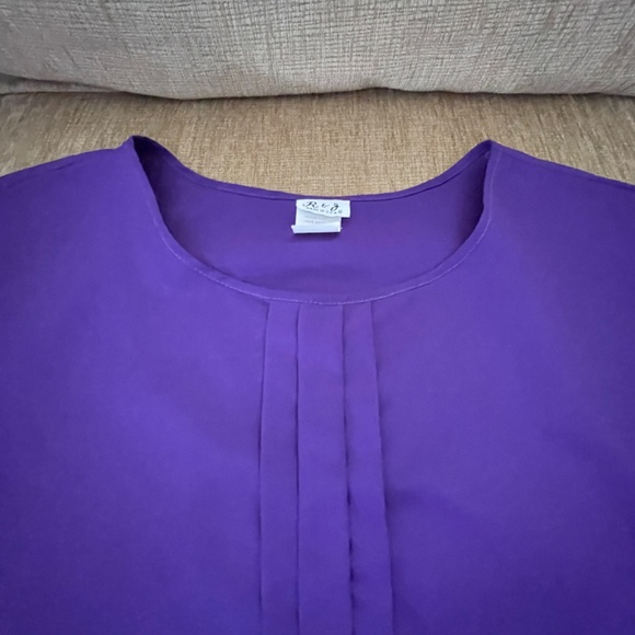 R & J Purple Polyester Blouse Size Large - Picture 4 of 9